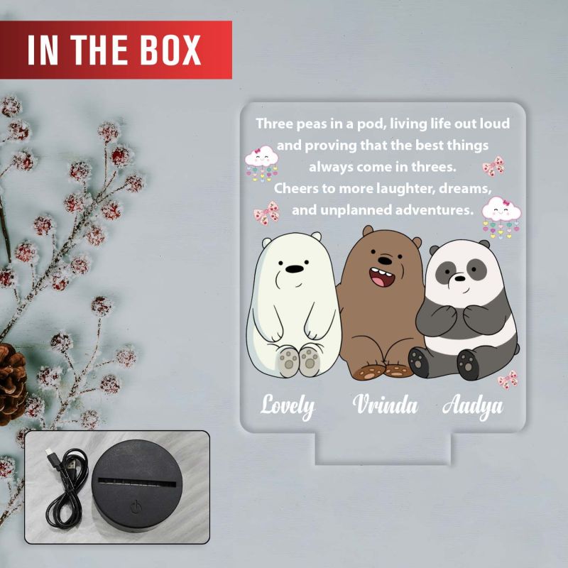 Customized Best Friends UV Print LED Night Light  Personalized Name & Quote Lamp